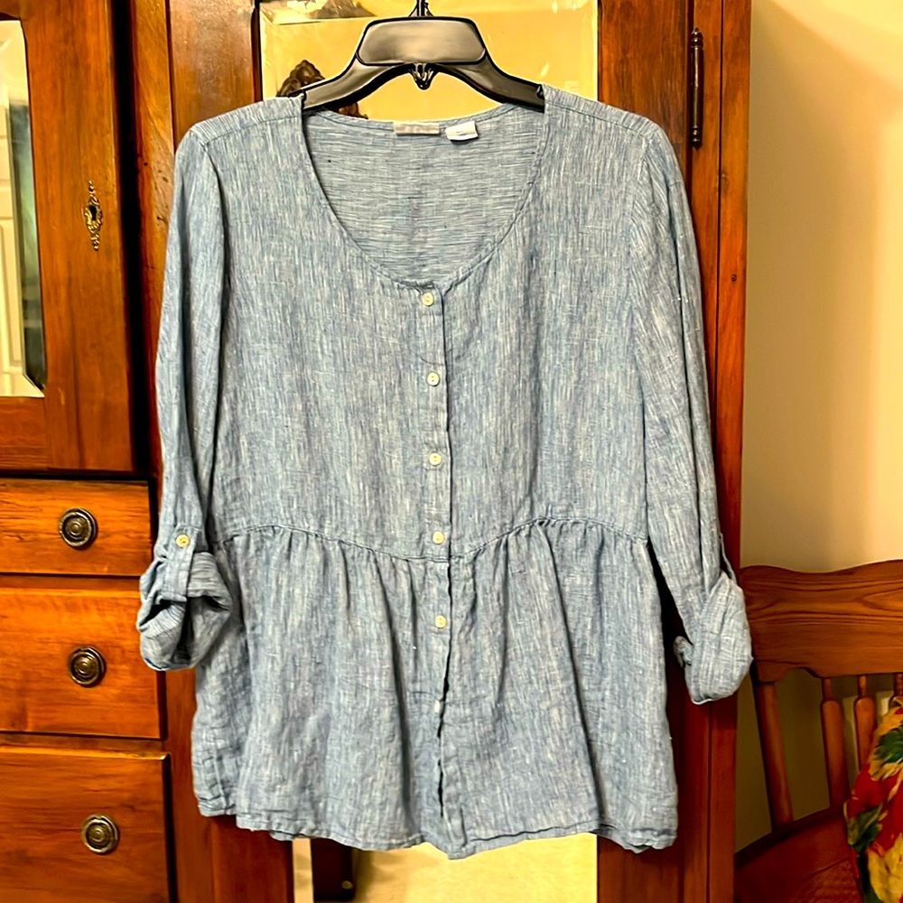 Linen Long Sleeve Blue